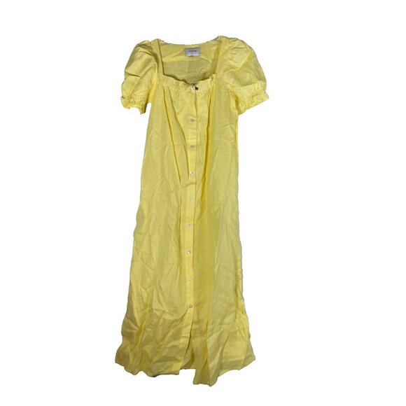 Sleeper Womens Brigitte Linen Midi Dress Without Belt Small Yellow READ - Picture 1 of 7